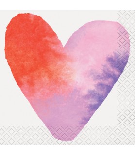 Valentine's Day 'Watercolor Hearts' Small Napkins (16ct)