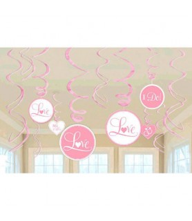 Pink Bridal Party Hanging Swirl Decorations (12pc)