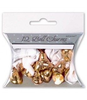Wedding and Bridal Mini Gold Bell Charms / Favors (12ct)