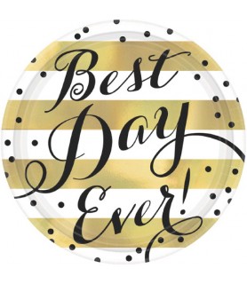 Wedding and Bridal 'Best Day Ever' Extra Large Paper Plates (8ct)