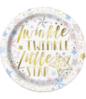 Baby Shower Gender Reveal 'Twinkle Twinkle' Large Paper Plates (8ct)