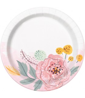 Wedding and Bridal 'Painted Floral' Small Paper Plates (8ct)