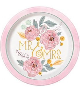 Wedding and Bridal 'Painted Floral' Large Paper Plates (8ct)