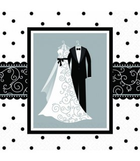 Black and White Wedding Small Napkins (16ct)