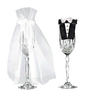 Wedding and Bridal Novelty Toasting Glass Formal Wear (2pc)