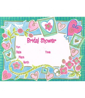Bridal Shower 'Hearts and Blossoms' Invitaitons w/ Envelopes (8ct)