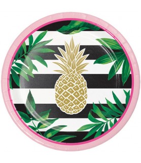 Wedding and Bridal 'Pineapple Wedding' Small Foil Paper Plates (8ct)