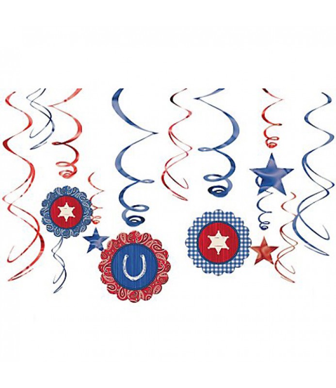 Western 'Bandana Ranch' Hanging Swirl Decorations (12pc)