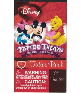 Disney Mickey, Pooh, and Friends Temporary 'Valentine Tattoo Treats' Pack (5 sheets, 20 tattoos)