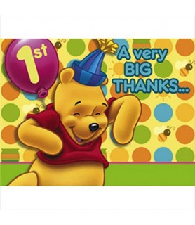 Winnie the Pooh Balloon 1st Birthday Thank You Notes w/ Env. (8ct)