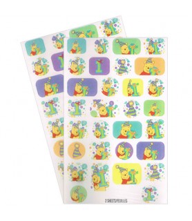 Winnie the Pooh Boy or Girl 1st Birthday Stickers (2 sheets)