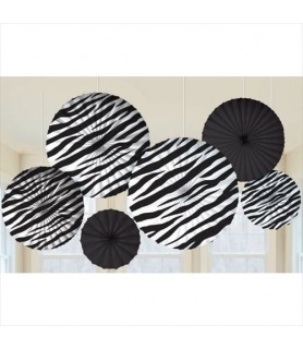 Zebra Stripes Animal Print Paper Fan Decorations (6ct)