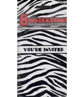 Zebra Stripes Animal Print Invitations w/ Env. (8ct)