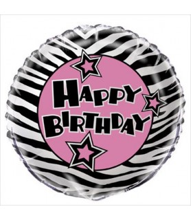 Zebra Stripes 'Pink and Black' Foil Mylar Balloon