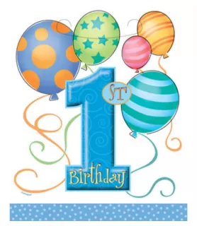 1st Birthday Balloons Boy Favor Bags (8ct)