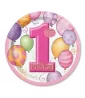 1st Birthday Balloons Girl Large Paper Plates (8ct) 1st Birthday Balloons Girl Large Paper Plates (8ct)