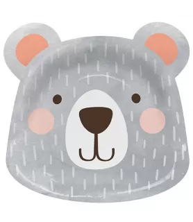 1st Birthday 'Bear' Shaped Large Paper Plates (8ct)