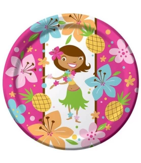 Hawaiian Luau 'Pink Luau Fun' Large Paper Plates (8ct)