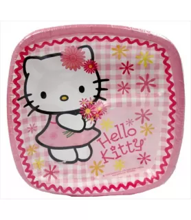 Hello Kitty 'Pink Plaid' Small Paper Pocket Plates (8ct)