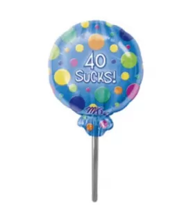 Over the Hill '40 Sucks' 40th Birthday Lollipop Shaped Supershape Foil Mylar Balloon (8ct)