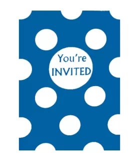 Blue Polka Dots Invitations w/ Envelopes (8ct)