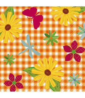 Floral 'Garden Check' Small Napkins (16ct)