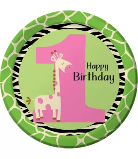 1st Birthday 'Wild at One' Giraffe Print Large Paper Plates (8ct)