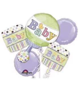 Baby Shower 'Tiny Bundle' Foil Mylar Balloon Bouquet (5pc)