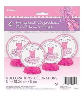 Pink Ballerina Mini Honeycomb Decorations (4ct)