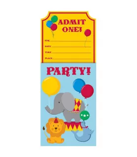 Circus 1st Birthday Pop Up Invitations w/ Envelopes (8ct)