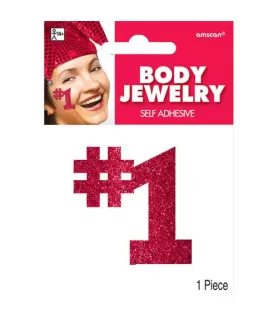 Red #1 Glitter Body Jewelry / Favor (1ct)