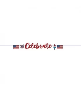 4th of July Celebrate Glitter Letter Banner (1ct)