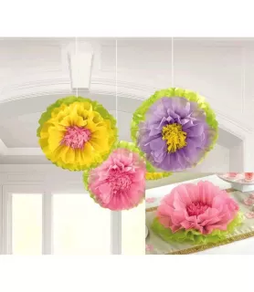 Spring Flower Fluffy Tissue Paper Decorations (3ct)
