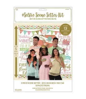 Pastel Confetti Wall Poster Decorating Kit w/ Photo Props (15pc)