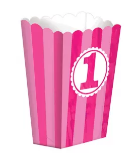 1st Birthday Girl Shiny Metallic Favor Boxes (5ct)