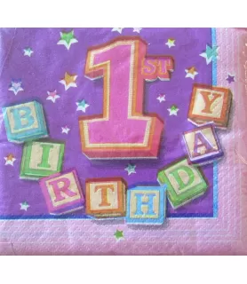 1st Birthday Blocks Small Napkins (24ct)