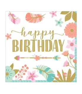 1st Birthday 'Boho Girl' Small Napkins (16ct)