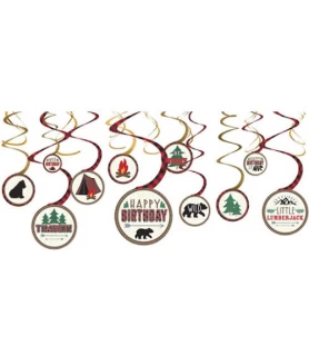 1st Birthday 'Little Lumberjack' Hanging Swirl Decorations (12pc)
