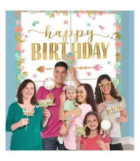 1st Birthday 'Boho Girl' Wall Poster Decorating Kit w/ Photo Props (16pc)