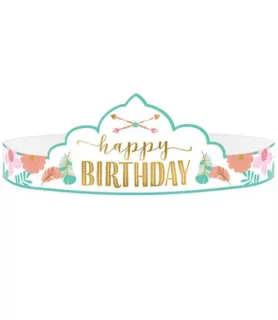 1st Birthday 'Boho Girl' Paper Tiaras (8ct)