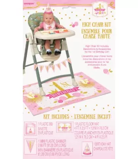 1st Birthday 'Pink and Gold' High Chair Decorating Kit (4pc)