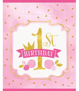 1st Birthday 'Pink and Gold' Favor Bags (8ct)
