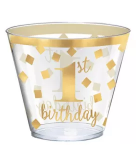 1st Birthday Gold 9oz Plastic Tumblers (30ct)