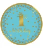 1st Birthday 'Blue and Gold' Large Paper Plates (8ct) 1st Birthday 'Blue and Gold' Large Paper Plates (8ct)