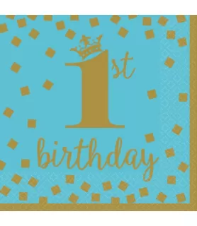1st Birthday 'Blue and Gold' Lunch Napkins (16ct)