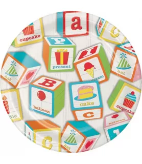 1st Birthday 'ABC' Small Paper Plates (8ct)