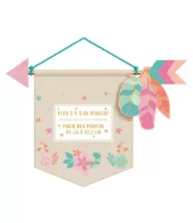 1st Birthday 'Boho Girl' Deluxe Photo Holder Hanging Canvas Sign (1ct)