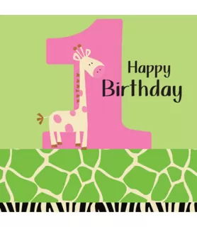 1st Birthday 'Wild at One' Giraffe Print Lunch Napkins (16ct)