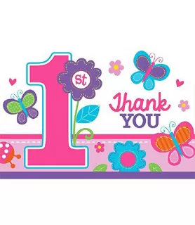 1st Birthday 'Sweet Girl' Thank You Note Set w/ Envelopes (8ct)