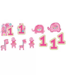 1st Birthday 'One Wild Girl' Cutout Decorations (12pc)